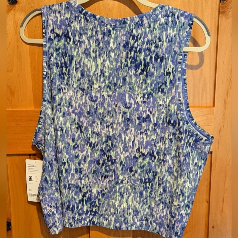 Athleta NWT Ultimate Muscle Tank Blue Watercolors Sz XL - Picture 2 of 6